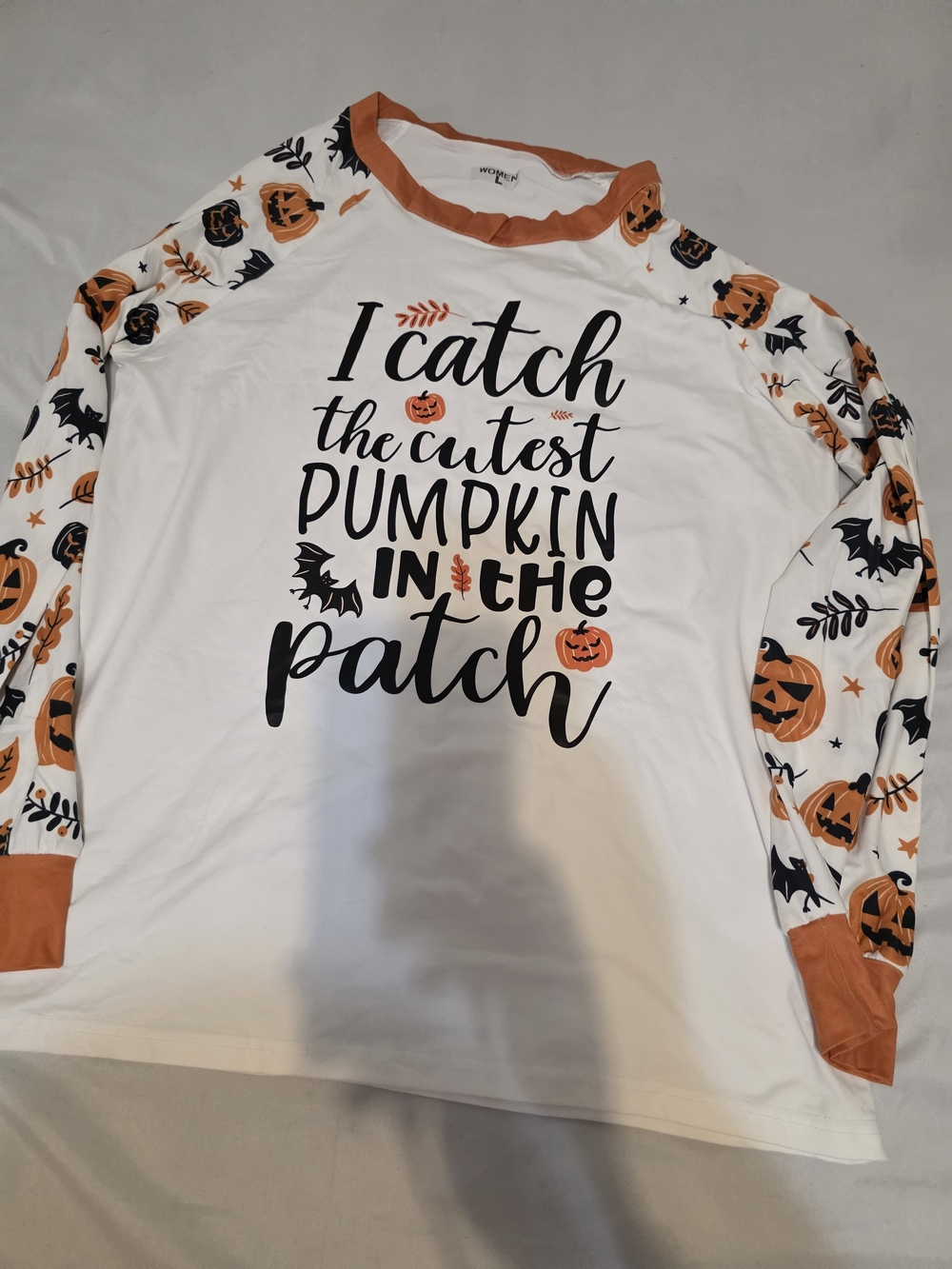 Halloween Pumpkin Patch Long-Sleeve Top - White & Orange
